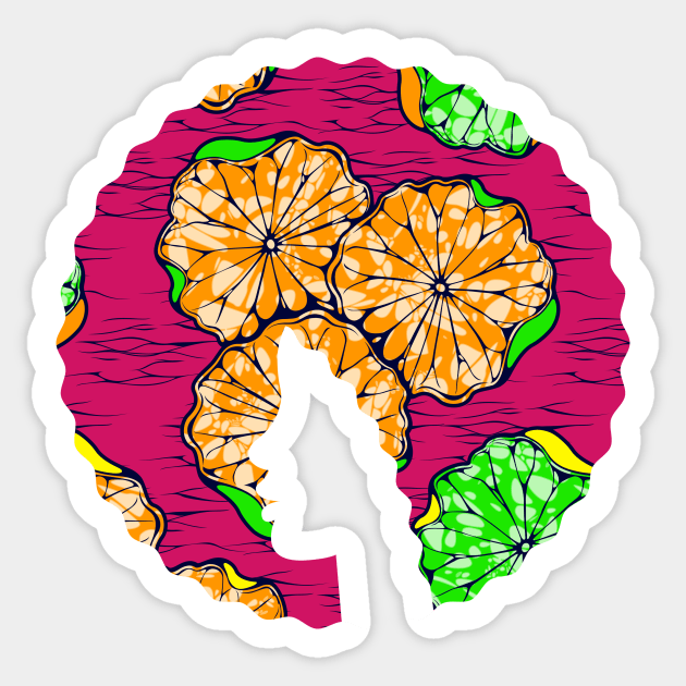 Afro Hair Woman with African Pattern, Black History Sticker by logiamerch